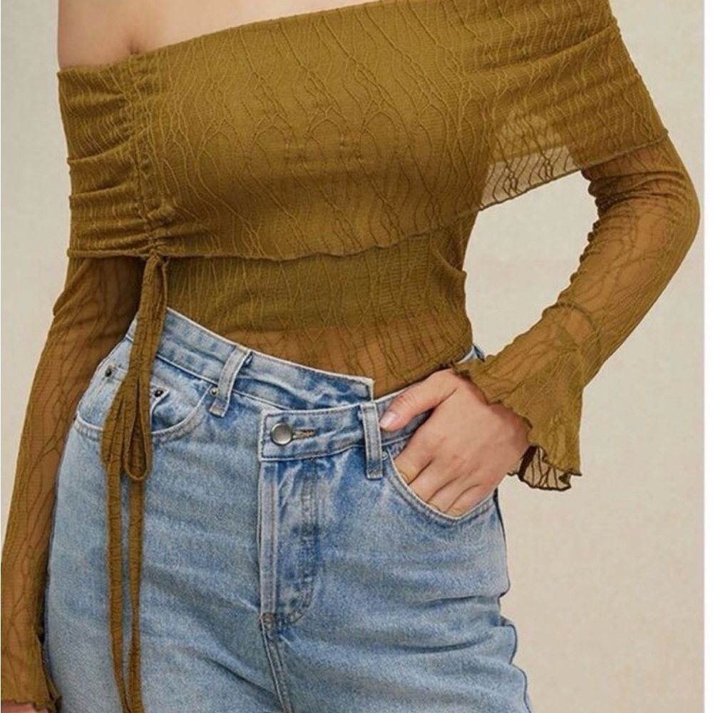 MICAS Elegant Olive  Off-Shoulder Women's Top